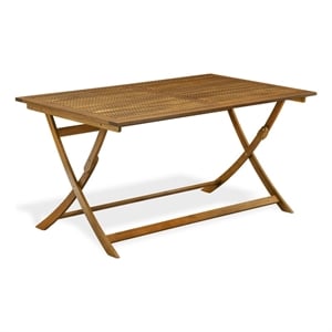 East West Furniture Avondale Acacia Wood Folding Table in Natural Oil Finish