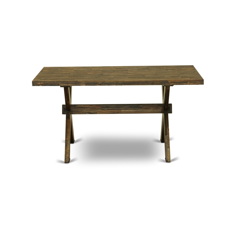 X776MZN32-6 Dining Table and 4 Light Beige Chairs - Distressed Jacobean Finish