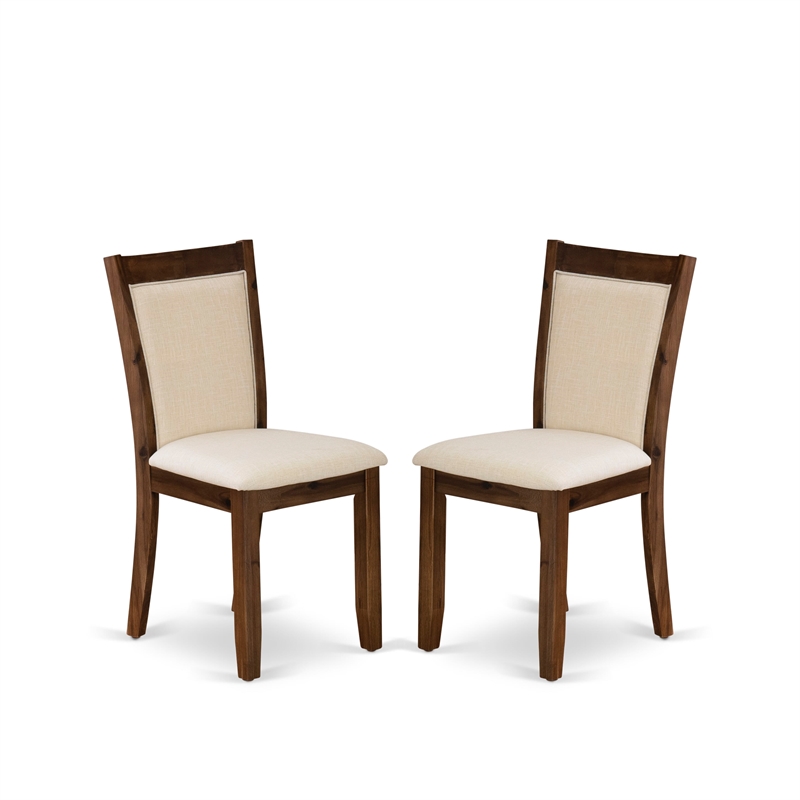 X776MZN32-6 Dining Table and 4 Light Beige Chairs - Distressed Jacobean Finish