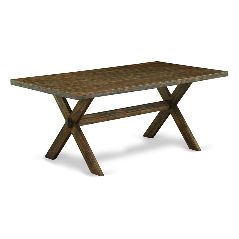 X777MZN32-5 Dining Table and 4 Light Beige Chairs - Distressed Jacobean Finish
