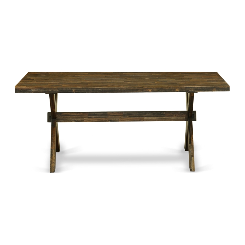 X777MZN32-5 Dining Table and 4 Light Beige Chairs - Distressed Jacobean Finish