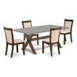 X797MZN32-5 Dining Table and 4 Light Beige Chairs - Distressed Jacobean Finish