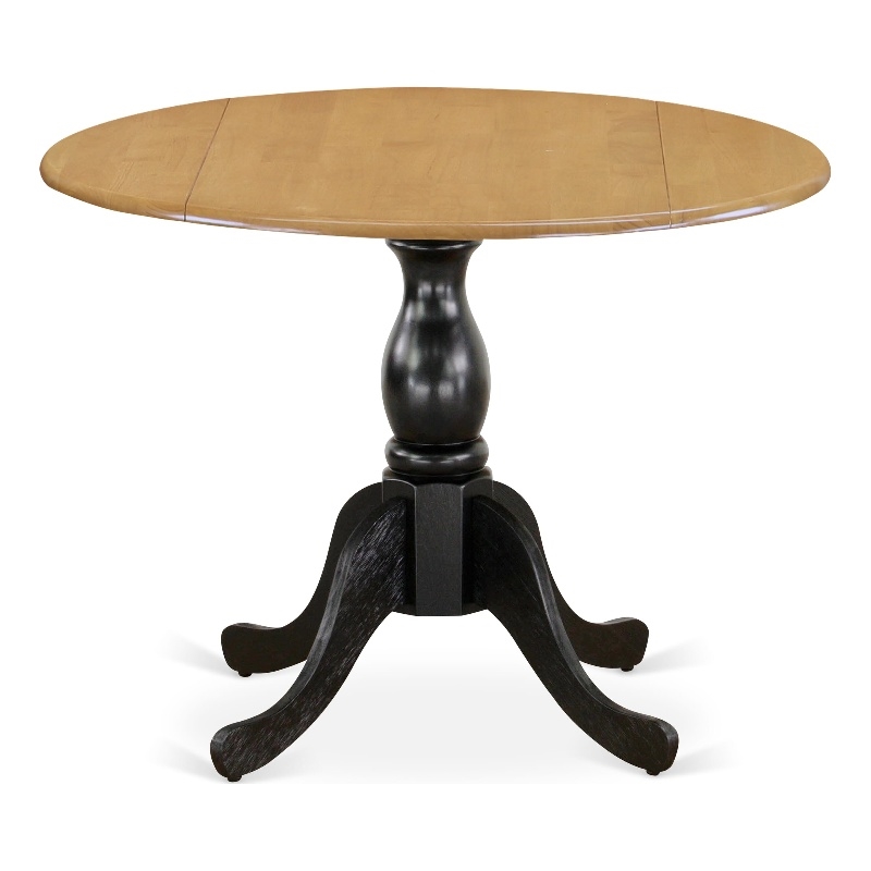 DST-OBK-TP - Dining Table - Oak Table Top and Black Pedestal Leg Finish