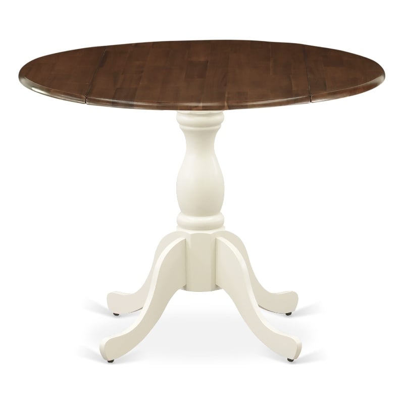 DST-WLW-TP - Wood Table - Walnut Table Top and Linen White Pedestal Leg Finish