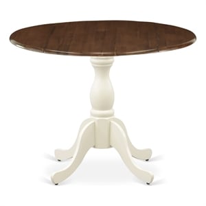 DST-WLW-TP - Wood Table - Walnut Table Top and Linen White Pedestal Leg Finish