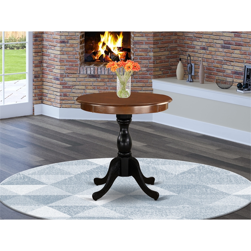 EST-MBL-TP Round Table for Small Space - Mahogany Top & Black Pedestal