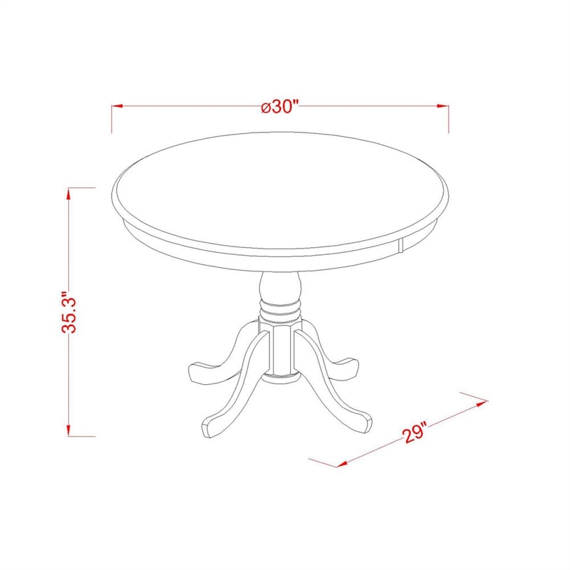 EST-MBL-TP Round Table for Small Space - Mahogany Top & Black Pedestal