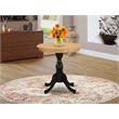 EST-OBL-TP Round Dining Room Table for Compact Space - Oak Top & Black Pedestal