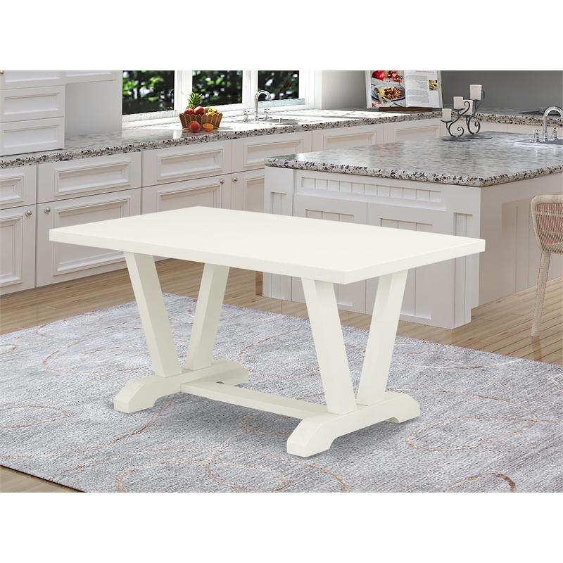 VT026 - Dining Table with Linen White Top and Wirebrushed Linen White Leg