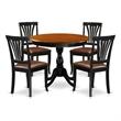East West Furniture Dining Table and 4 Faux Leather Dinner Chairs in Black