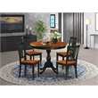 East West Furniture Dining Table and 4 Wood Chairs with Slatted Back in Black