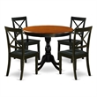 East West Furniture Dining Room Table and 4 Mid Century Dining Chairs in Black
