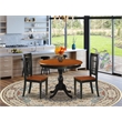 AMNI3-BCH-W - Kitchen Table and 2 Slatted Back Dining Chairs - Black Finish