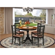 East West Furniture Wooden Table and 4 Kitchen Chairs with Slatted Backin Black