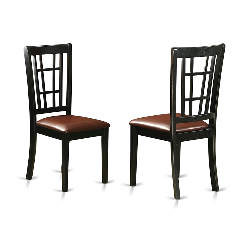 East West Furniture Wooden Table and 4 Kitchen Chairs with Slatted Backin Black
