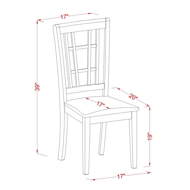 East West Furniture Wooden Table and 4 Kitchen Chairs with Slatted Backin Black