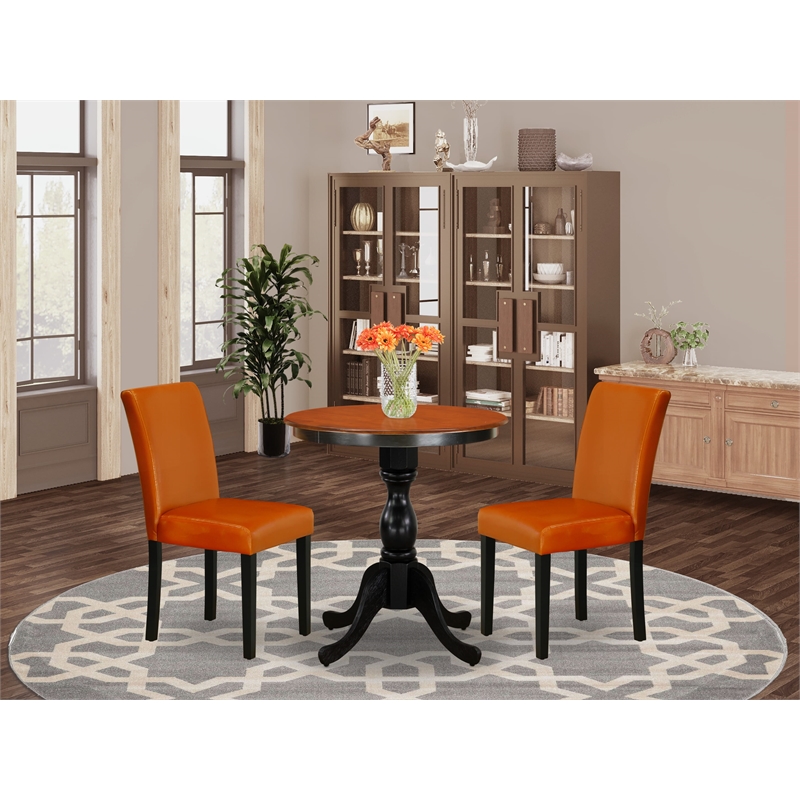 ESAB3-BCH-61 - Modern Table and 2 Kitchen Chairs with High Back - Black Finish