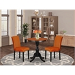 ESAB3-BCH-61 - Modern Table and 2 Kitchen Chairs with High Back - Black Finish