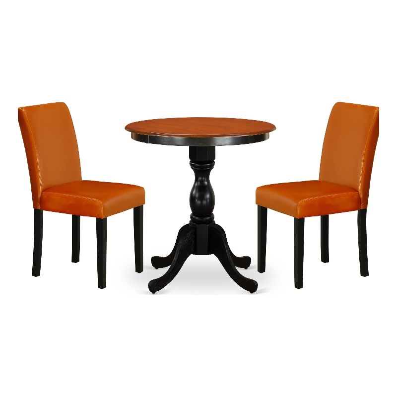 ESAB3-BCH-61 - Modern Table and 2 Kitchen Chairs with High Back - Black Finish