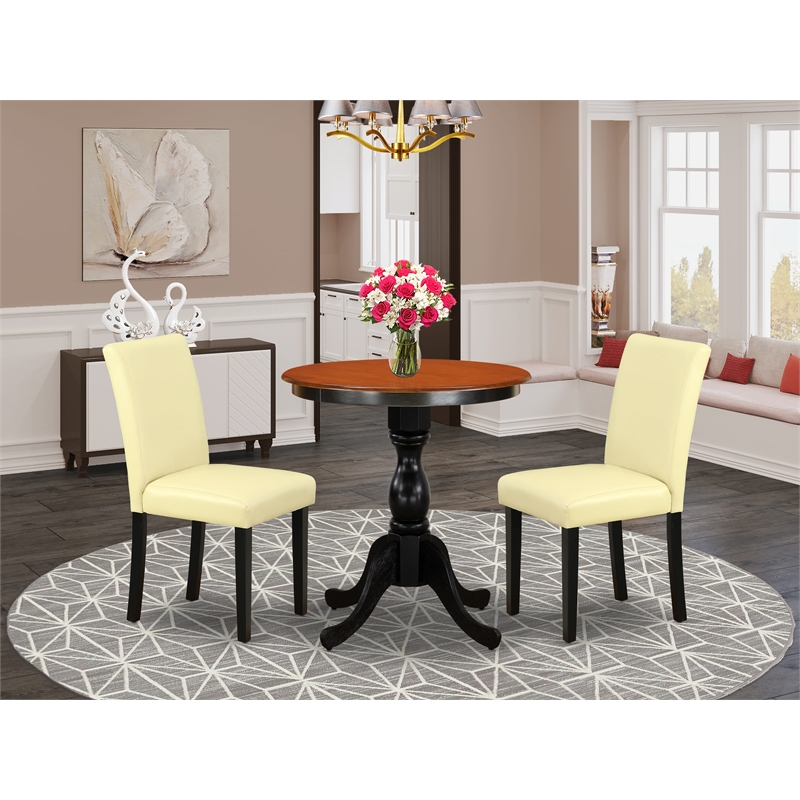 ESAB3-BCH-73 - Dining Table and 2 Kitchen Chairs with High Back - Black Finish