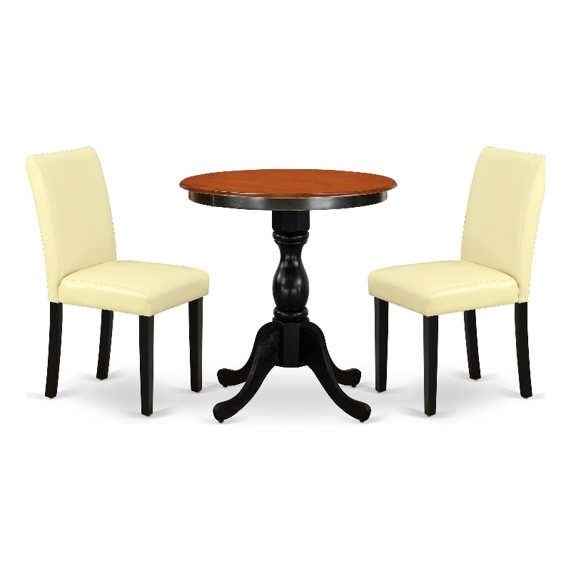 ESAB3-BCH-73 - Dining Table and 2 Kitchen Chairs with High Back - Black Finish