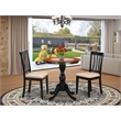 ESAN3-BCH-C - Kitchen Table and 2 Slatted Back Dining Chairs - Black Finish