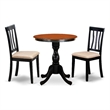 ESAN3-BCH-C - Kitchen Table and 2 Slatted Back Dining Chairs - Black Finish