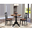 ESAN3-BCH-LC - Dining Table and 2 Slatted Back Kitchen Chairs - Black Finish