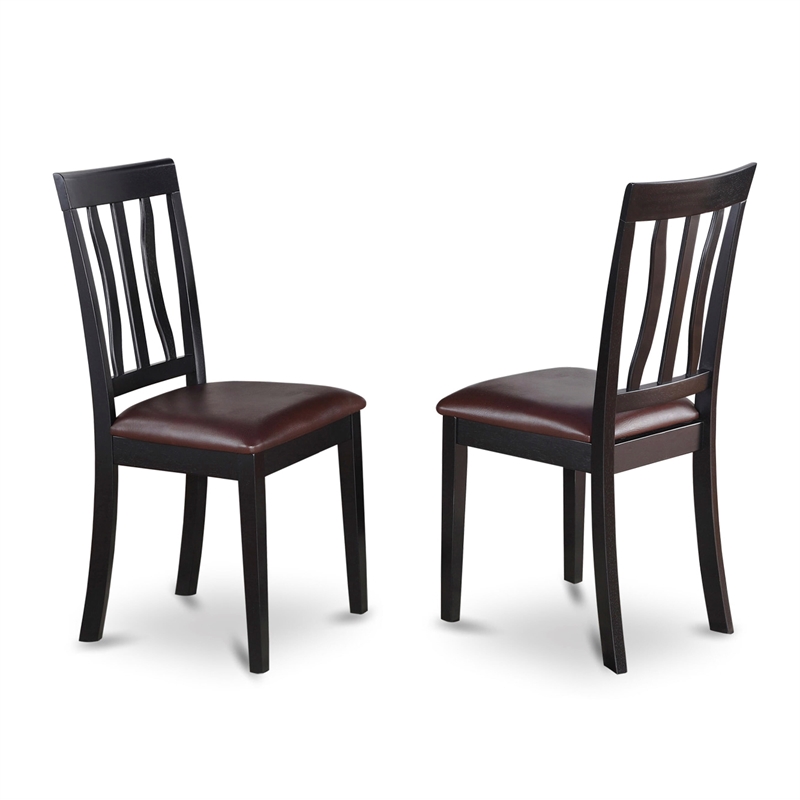 ESAN3-BCH-LC - Dining Table and 2 Slatted Back Kitchen Chairs - Black Finish