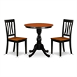 ESAN3-BCH-W- Dining Table and 2 Kitchen Chairs with Slatted Back - Black Finish