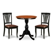 ESAV3-BCH-LC - Dining Table and 2 Modern Chairs with Slatted Back- Black Finish