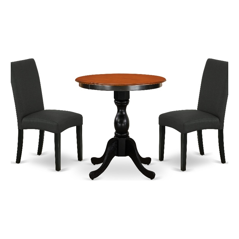 ESDR3-BCH-24 - Wood Table and 2 Dining Chairs with High Back - Black Finish