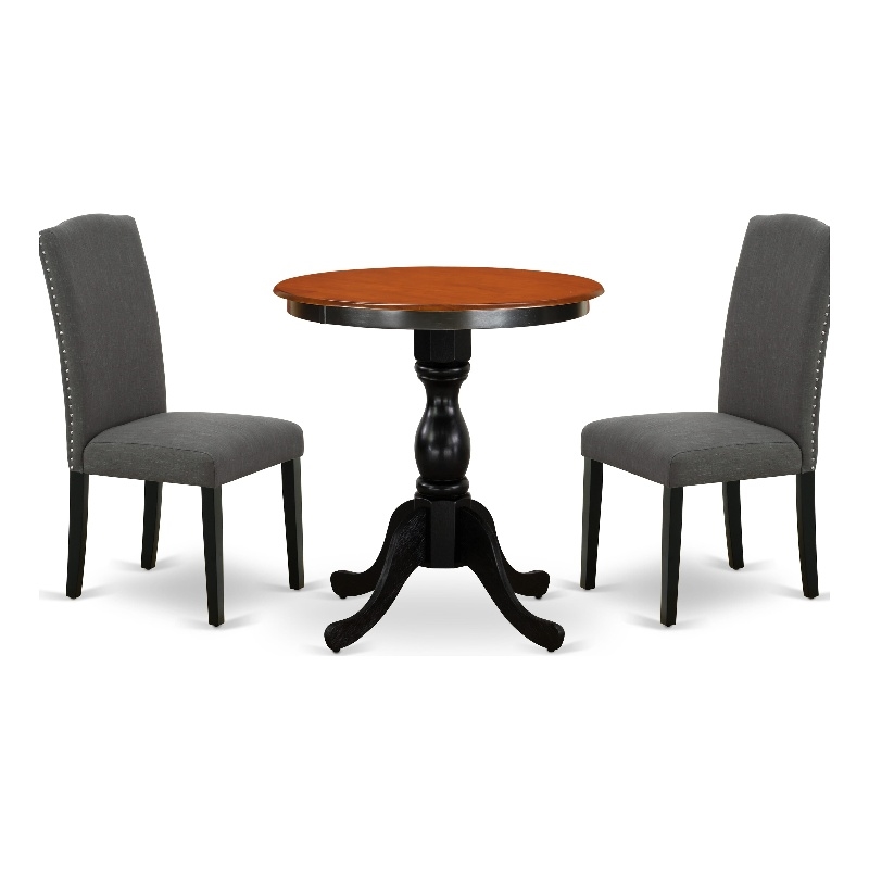 ESEN3-BCH-20 - Dining Table and 2 Parson Chairs with High Back - Black Finish