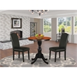 ESEN3-BCH-69- Kitchen Table and 2 Stylish Back Parson Chairs - Black Finish