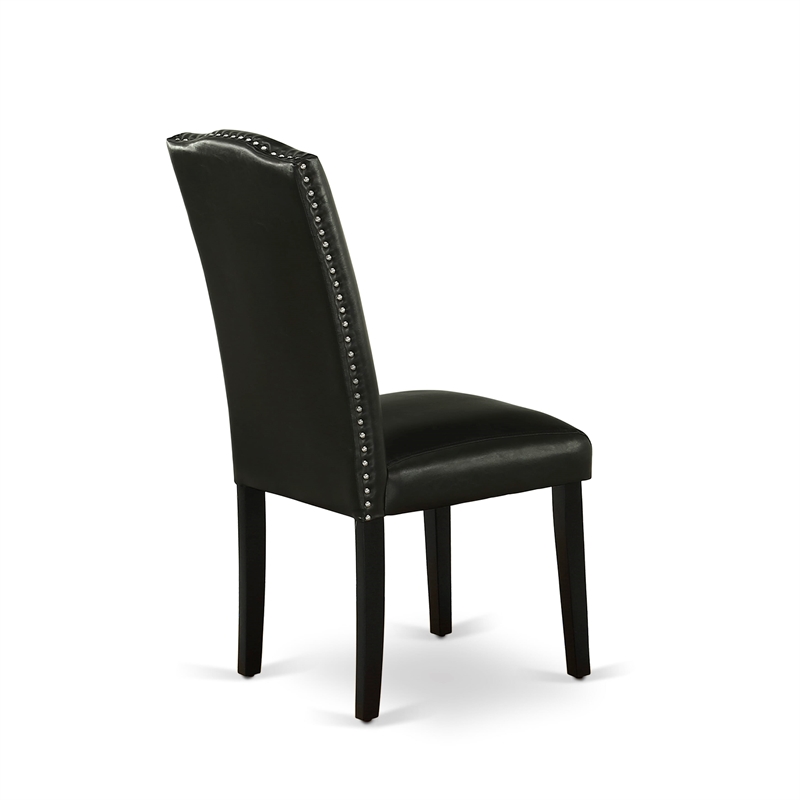 ESEN3-BCH-69- Kitchen Table and 2 Stylish Back Parson Chairs - Black Finish