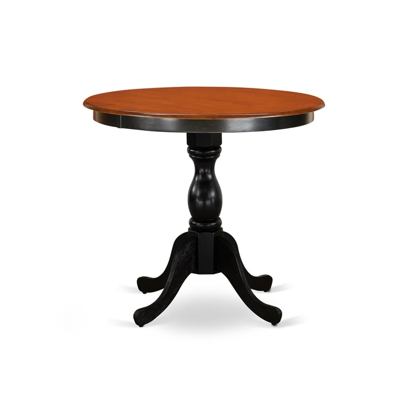 ESVA3-BCH-C - Wood Table and 2  Slatted Back Linen Fabric Chairs - Black Base