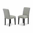 AMAB3-BCH-06 - Round Table and 2 Shitake Linen Fabric Chairs - Black Finish