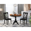 AMCL3-BCH-W - Dining Table and 2 Wooden Dining Chairs - Black Finish