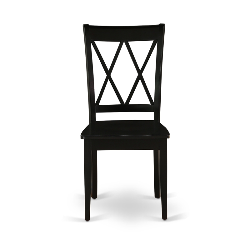 AMCL3-BCH-W - Dining Table and 2 Wooden Dining Chairs - Black Finish