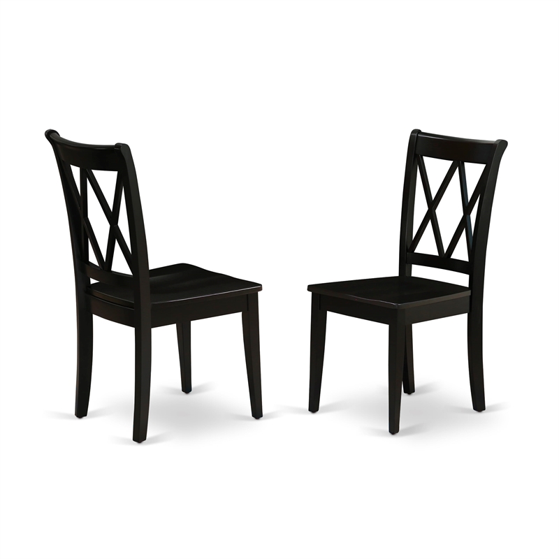East West Furniture Dining Table and 4 Mid Century Dining Chairs in Black
