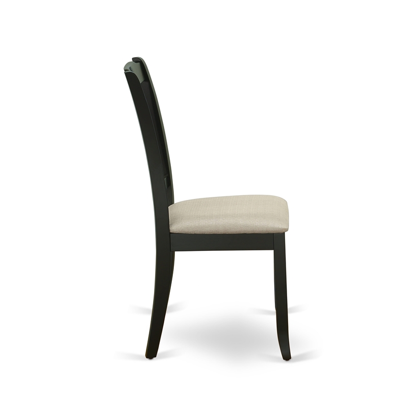 East West Furniture Wooden Table and 4 Linen Fabric Dining Room Chairs in Black