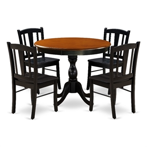 East West Furniture Kitchen Table and 4 Dining Room Chairs in Black