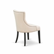 AMFR3-BCH-02 Kitchen Table and 2 Light Beige Linen Fabric Chair - Black Finish