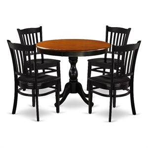 East West Furniture Wooden Kitchen Table and 4 Dining Chairs in Black