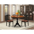 AMKE3-BCH-LC - Dinner Table and 2  Napoleon Back Chairs - Black Finish