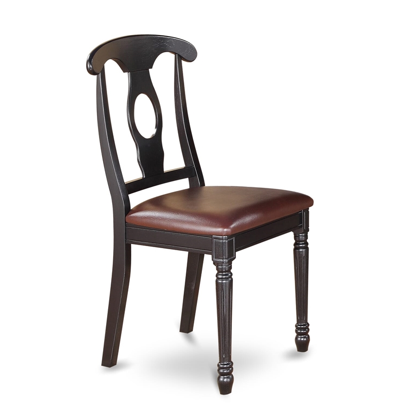 AMKE3-BCH-LC - Dinner Table and 2  Napoleon Back Chairs - Black Finish