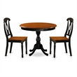 AMKE3-BCH-W - Dinner Table and 2 Napoleon Back Dining Chairs - Black Finish