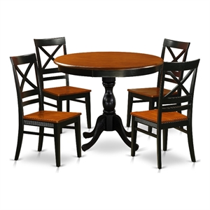 East West Furniture Kitchen Table and 4 Mid Century Chairs with X Back in Black