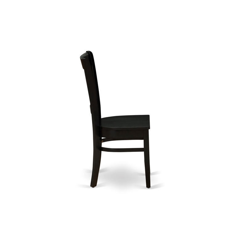 AMVA3-BCH-W - Dining Table and 2 Modern Chairs with Slatted Back - Black Finish