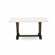 East West Furniture Dining Table and 4 Light Beige Chairs in Distressed Jacobean